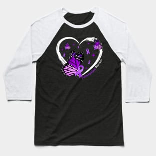 Fibromyalgia Awareness Day Warrior Survivor Butterfly Heart Baseball T-Shirt